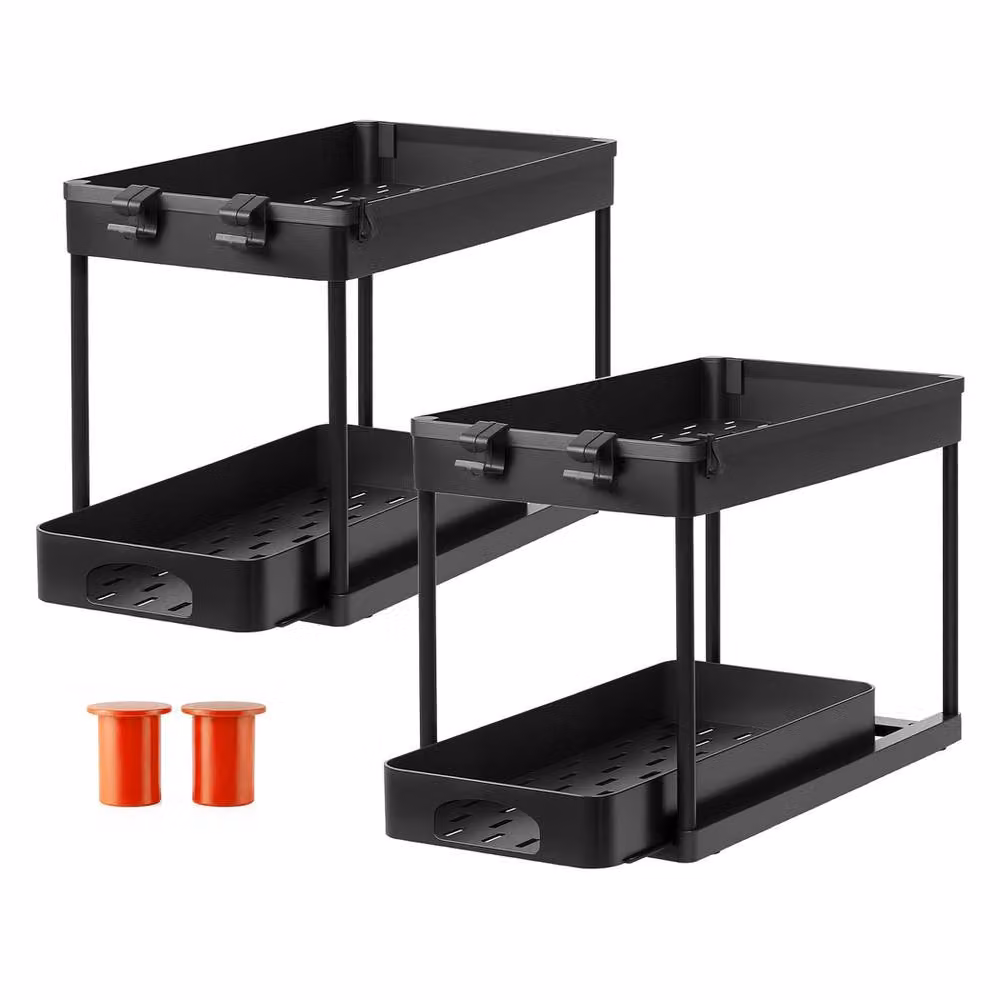 Toque Black Under Sink Kitchen Sliding Pull Out Drawer Organiser, 2 Pack – 2