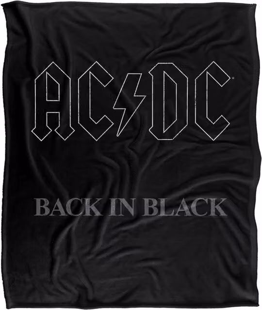LOGOVISION AC/DC Back In Black Super Soft Silky Touch Fleece Throw Blanket, White, W: 152 cm, D: 127 cm – 6