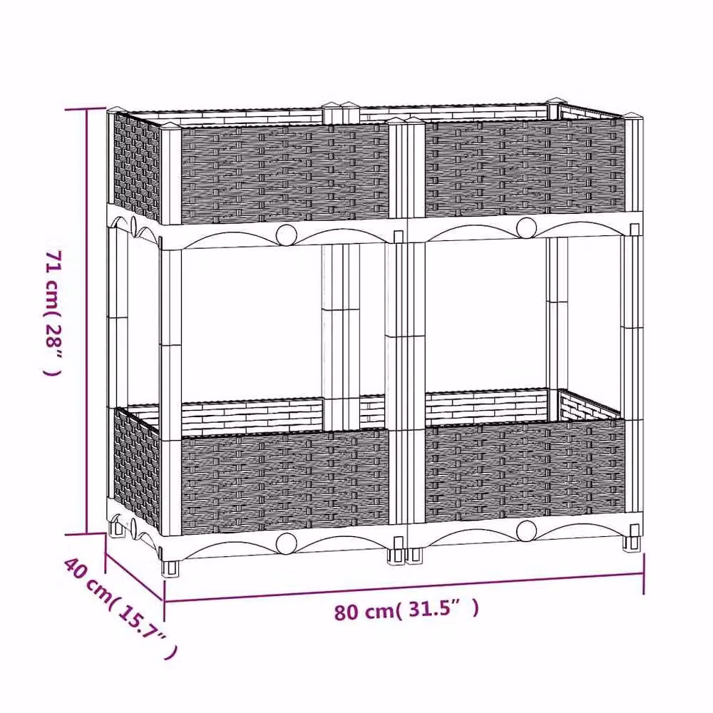 Berkfield Home Black Polypropylene Raised Bed W/D/H: 80 x 40 x 71 cm – 5