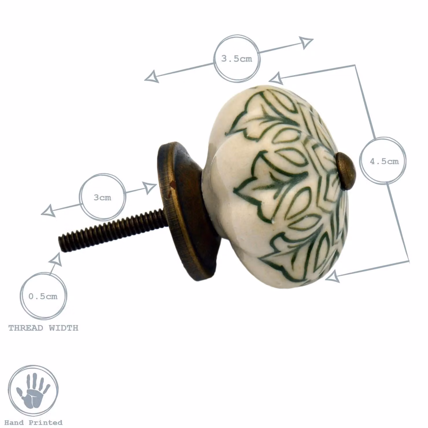 Nicola Spring Floral Ceramic Cabinet Knob in Green – 2