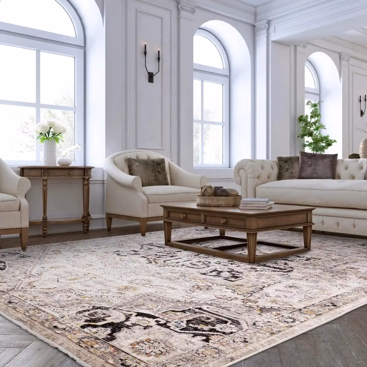 The Rug Shop UK Beige Traditional Polyester Easy Care Rectangular Rug W: 200 cm, D: 290 cm – 2