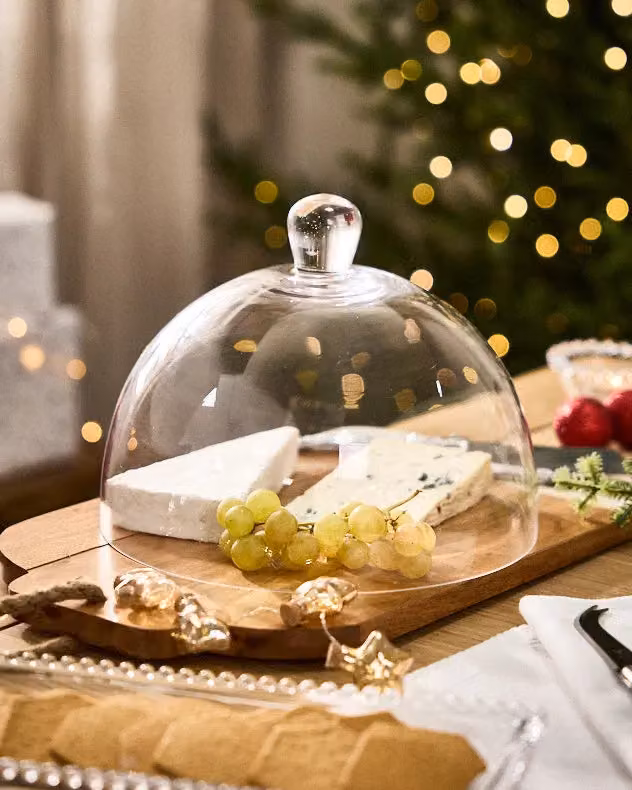 Dibor Bella Perle Round Glass Sandwich Platter and Cloche Cake Holder in Clear – 3