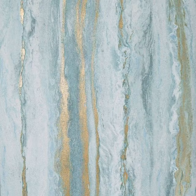 I Love Wallpaper Zurich Metallic Abstract Striped Wallpaper in Turquoise and Gold