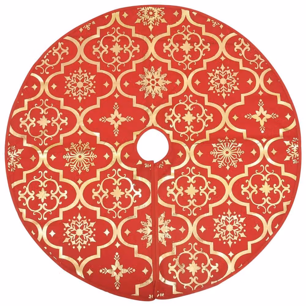 Berkfield Home Luxury Christmas Tree Skirt with Sock in Red, Diameter: 150 cm – 3