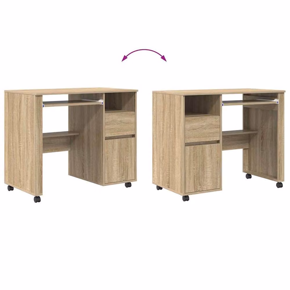 Berkfield Home Sonoma Oak Writing Desk in Beige – 5