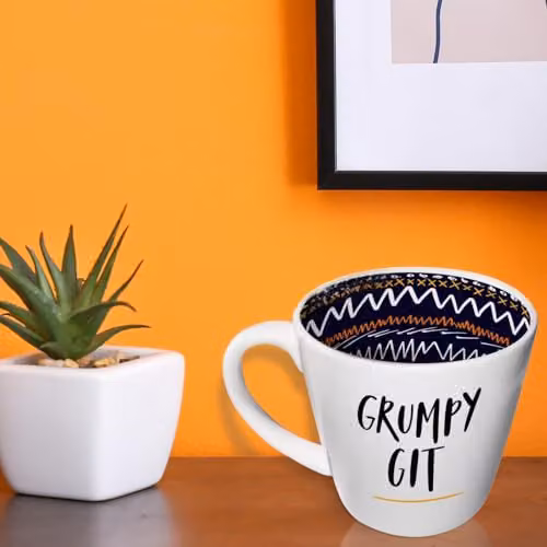 WPL Gifts Grumpy Git Ceramic Mug in Yellow and White – 2