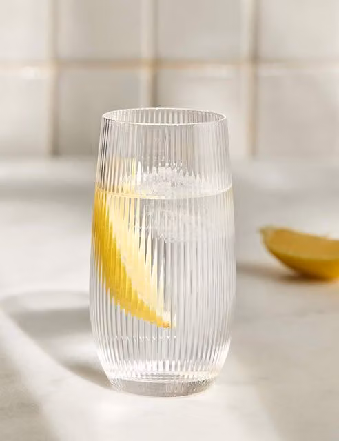 M&S Set of 6 Maxim Optic Striped Glass Hi Ball Tumblers, Clear