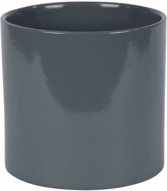 KDMD Hortus Sofia Glossy Grey Ceramic Tabletop Pot, Diameter: 16 cm – 1