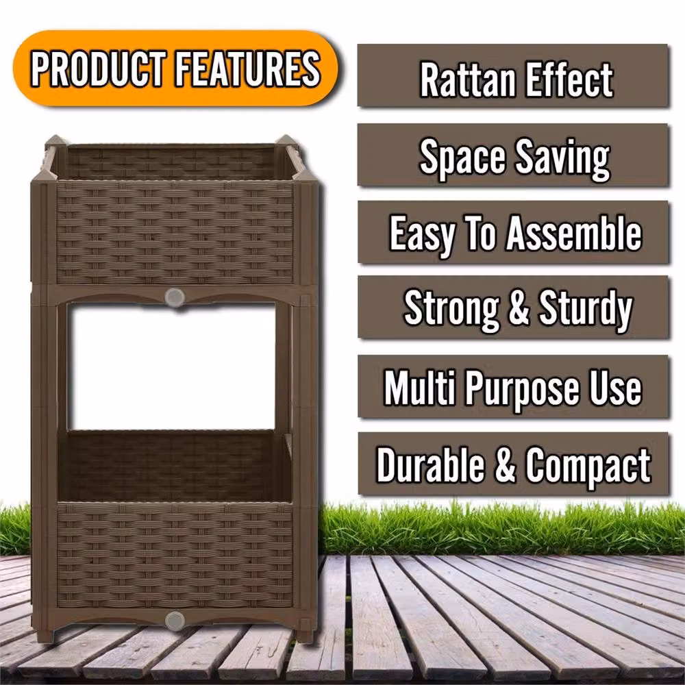 Nordara 2 Tier Brown Raised Garden Planter W/D/H: 100 x 40 x 83 cm – 3