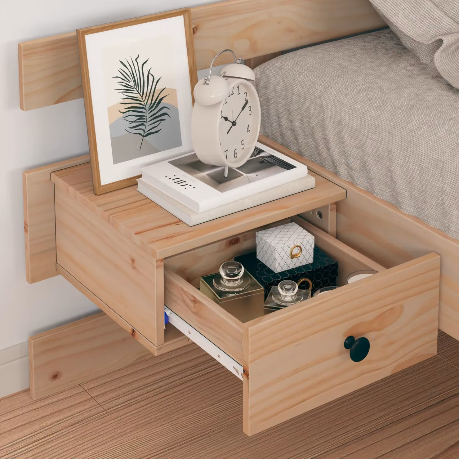 Berkfield Home Modern Solid Pine Wood Bed Frame with Drawers, Brown, W/D/H: 100 x 200 x 73 cm – 3