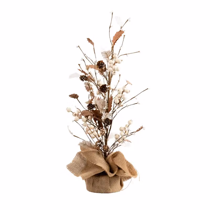 Scottish Everlastings Ltd 60cm Faux Holly Christmas Tree in Beige – 2