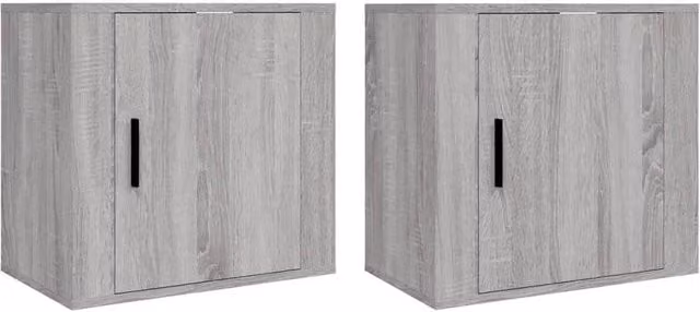 Berkfield Home Set of 2 Wall-mounted Bedside Cabinets in Grey Sonoma, W: 50 cm, D: 30 cm, H: 47 cm – 1