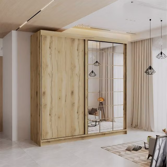 Sliding Wardrobes 4 u Casanova Sliding Mirror Door Wardrobe in Oak and Brown, 200 cm