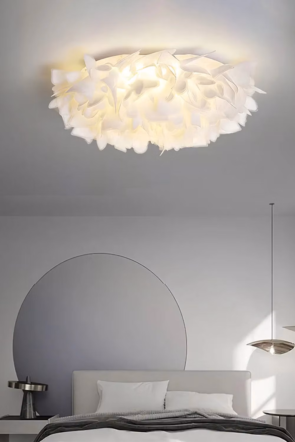 Living and Home Artistic Floral Petal Shaped White LED Flush Mount Ceiling Light – 2