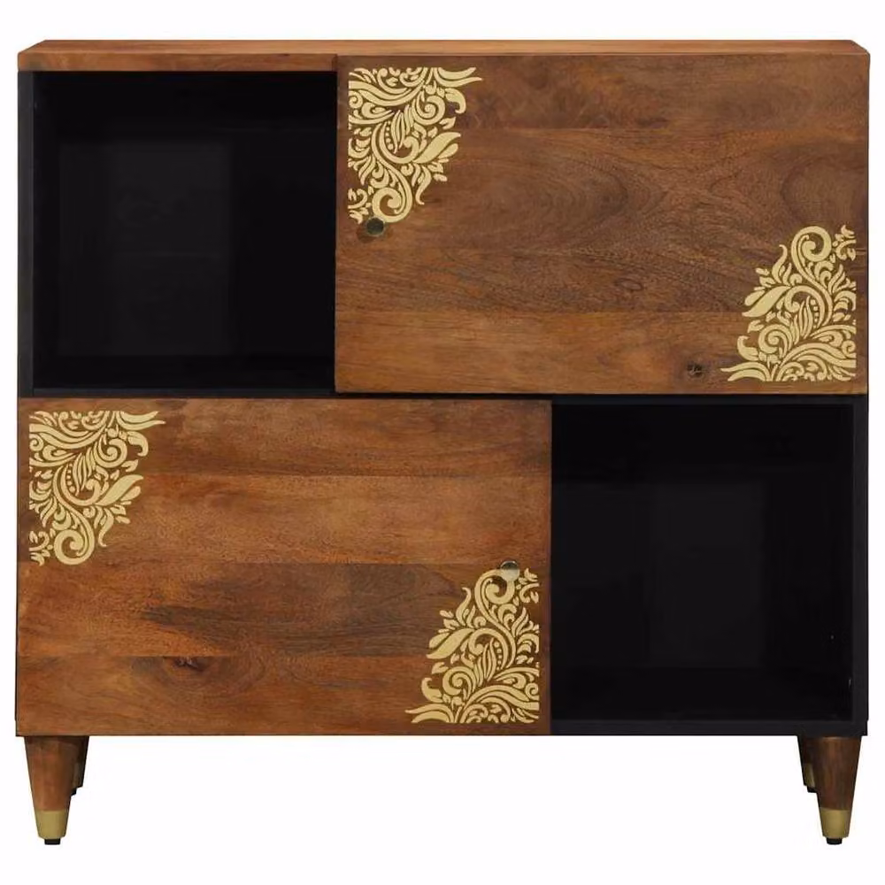 Berkfield Home Mid-Century Solid Wood Media Storage Cabinet in Honey Brown – 2
