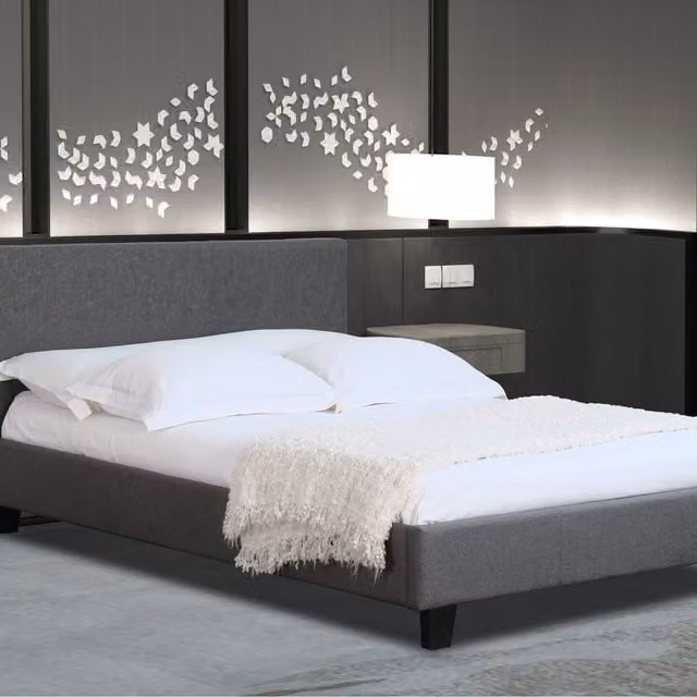 Comfy Living Modern Fabric Gas Lift Ottoman Bed Frame, Dark Grey, W/D: 180 x 200 cm