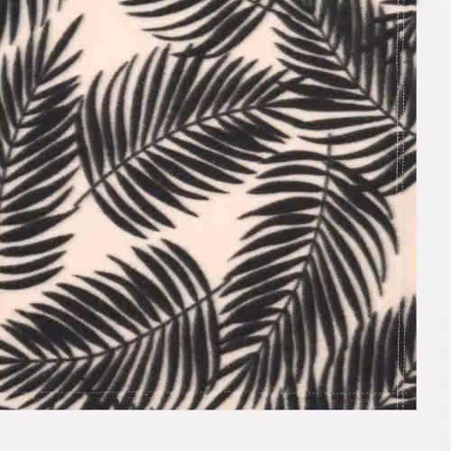 OHS Floral Fleece Throw Blanket with Palm Leaf Print in Beige and Black, W/D/H: 120 x 150 cm – 4