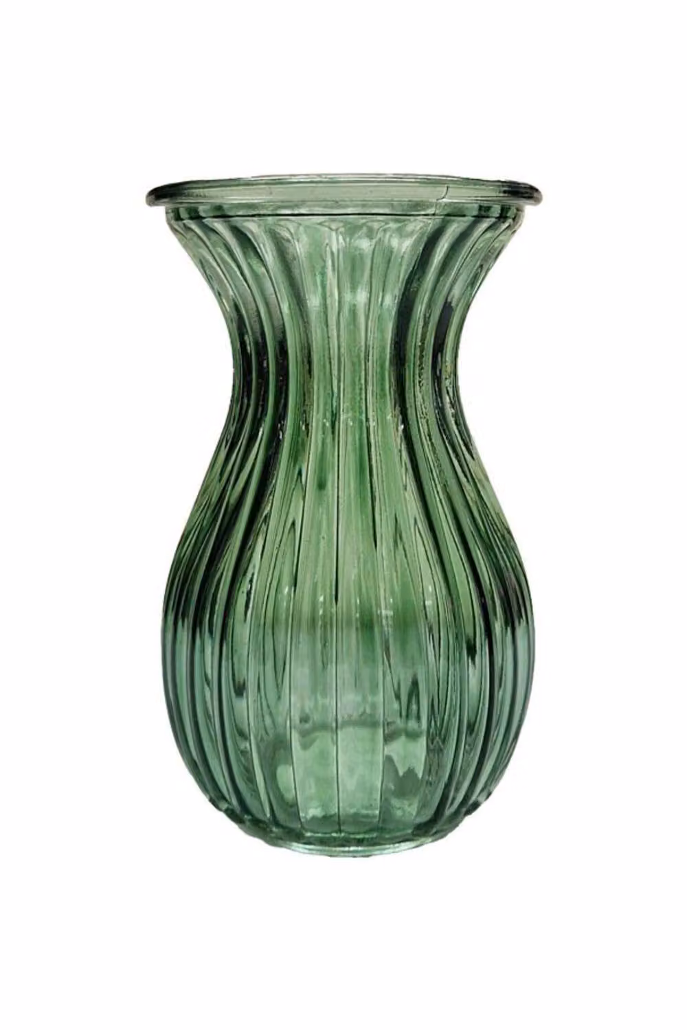 KDMD Green Harper Fluted and Flared Glass Tabletop Vase, 6 Pack, Height: 14 cm – 2