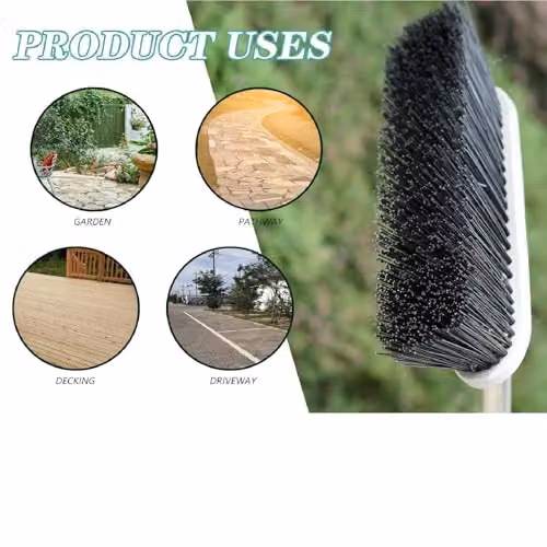 Gr8 Garden Heavy Duty Stainless Steel Broom with Hard Bristles and Long Handle in Silver – 3