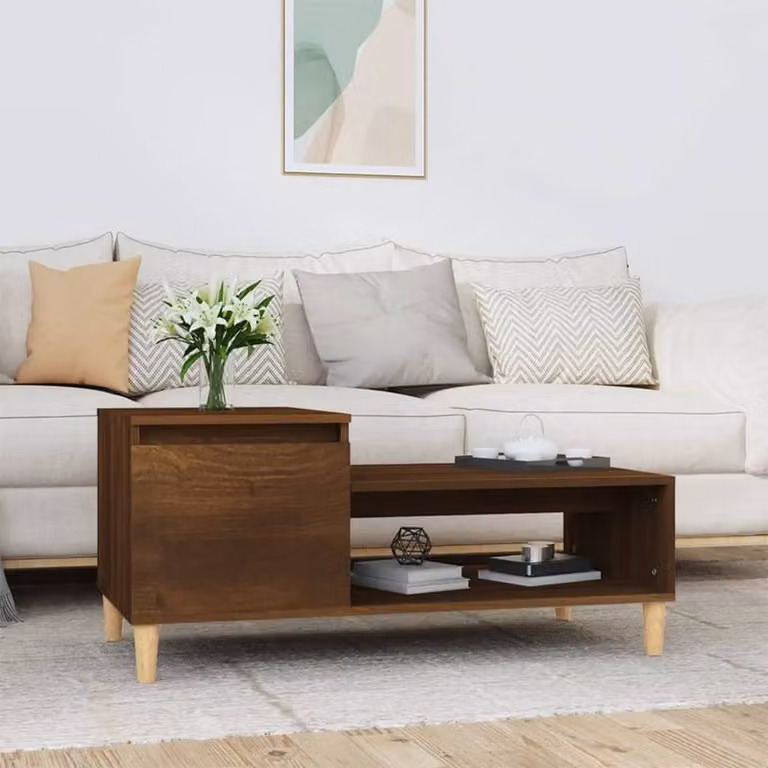 Berkfield Home Modern Brown Oak Decorative Coffee Table, W/D/H: 100 x 50 x 45 cm