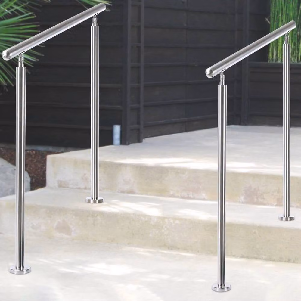 NESTLUNE Stainless Steel Outdoor Stair Handrail in Silver – 2