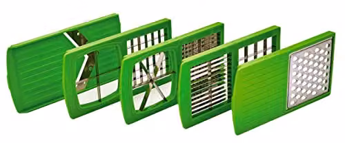 mysmartbuy 8-in-1 Slicing and Chopping Set with Mandoline, Grater, 6 Push-Through Food Cutters and Storage Container, White and Green, W/D/H: 31.5 x 14 x 11.5 cm – 3