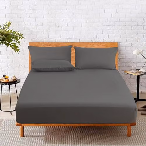 Home Sweet Home UK Snug City Polycotton Plain Dyed Fitted Cot Bed Sheet in Grey, W/D/H: 70 x 140 x 15 cm – 4