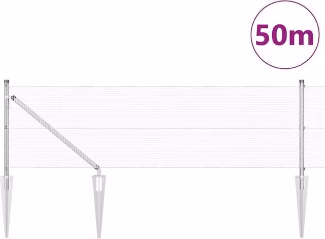 Berkfield Home Modern Welded Wire Fence with 13 Spike Posts, Galvanised Steel, Silver, W: 40 cm, L: 50 m – 1