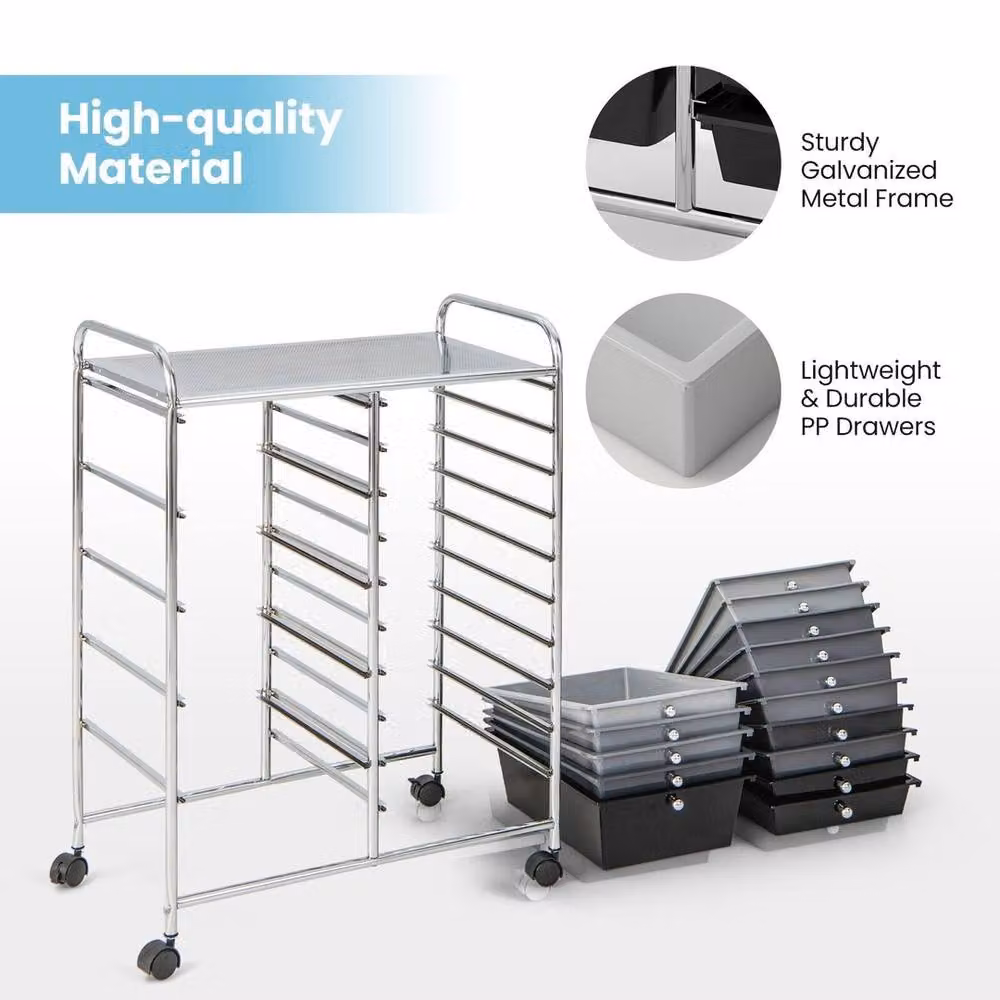 Havendro 15 Drawer Rolling Storage Trolley Organizer in Grey – 3