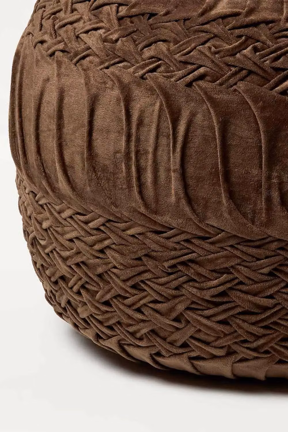 Homescapes Sofia Pleated Velvet Pouffe in Brown – 3