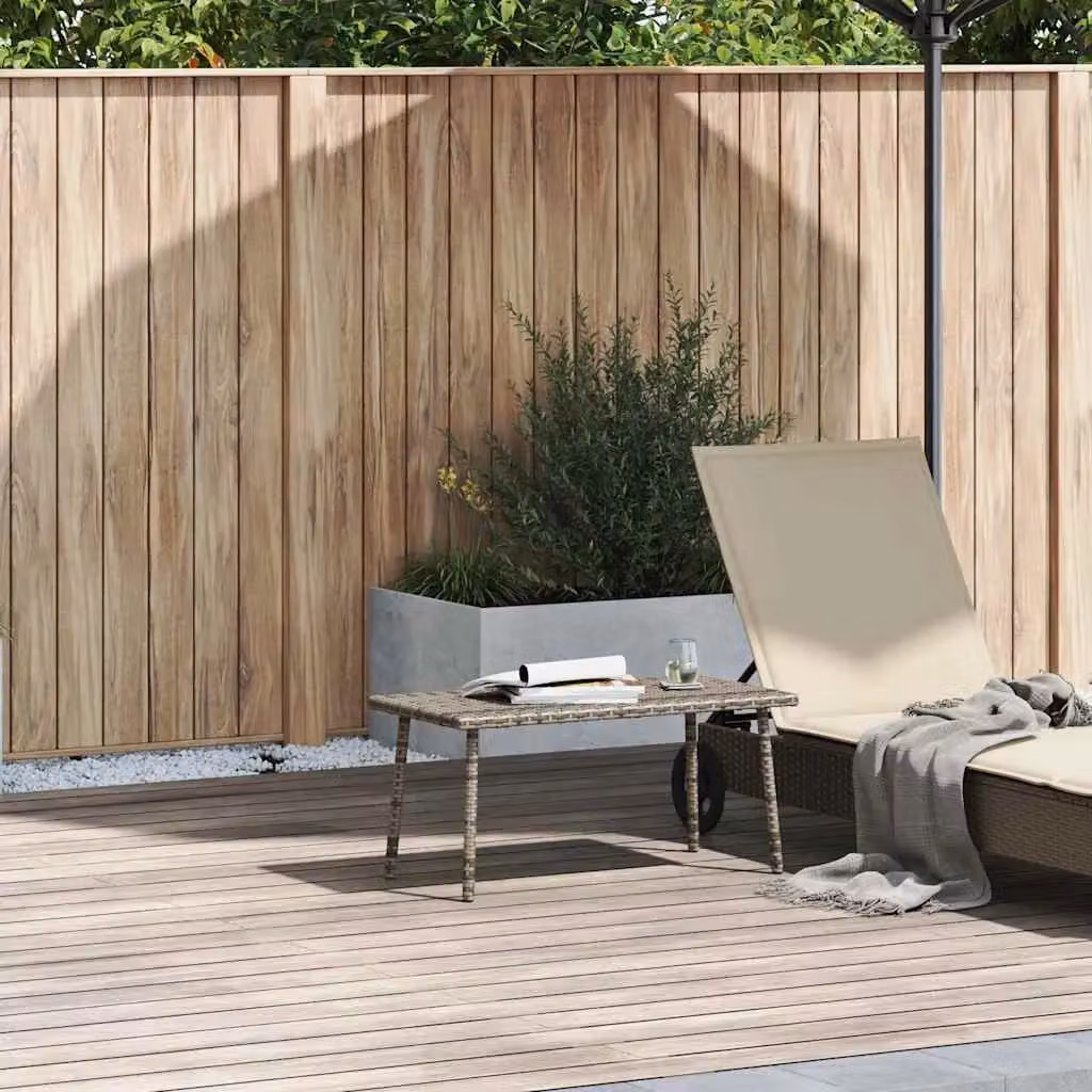 Berkfield Home Rectangular Grey Poly Rattan Garden Coffee Table W/D/H: 80 x 40 x 37 cm – 2