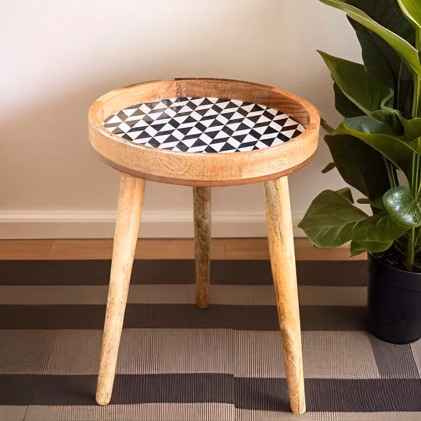 Hartsmede Handmade Round Mango Wood Side Table in Black with Detachable Legs – 4