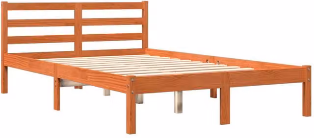 Berkfield Home Beautiful Solid Wood Bed Frame in Waxed Brown, W/D/H: 200 x 120 x 69.5 cm