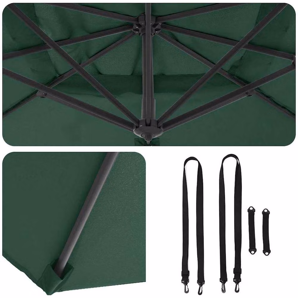 Berkfield Home Green Cantilever Umbrella with Polyester Fabric and Metal Frame – 5