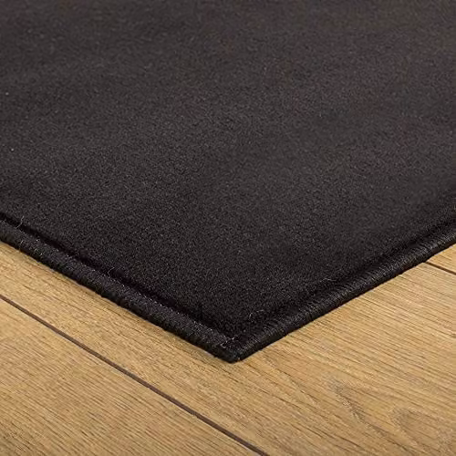 runrug Plain Black Hallway Runner Rug, Stain-Resistant and Antistatic, W: 100 cm, L: 270 cm, H: 0.9 cm – 4