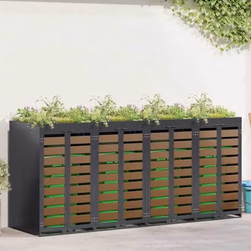 vidaXL Wheelie Bin Storage for 4 Bins, Steel, Anthracite, W/D/H: 121.5 x 42.6 x 272.0 cm – 2
