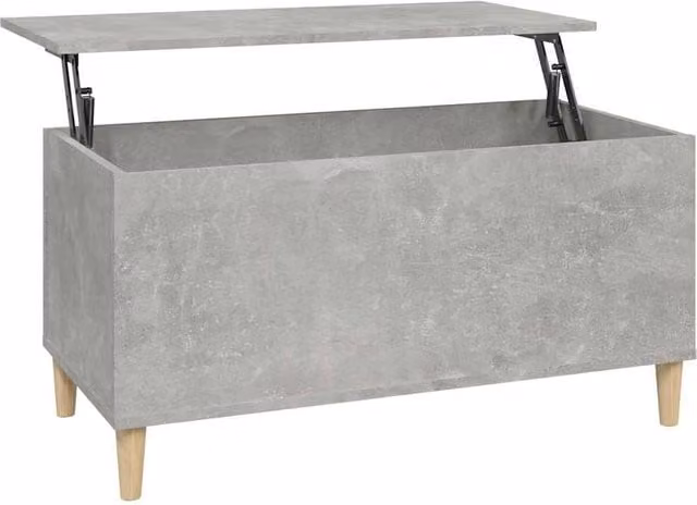 Berkfield Home Rectangular Coffee Table in Grey with Lift Mechanism, W/D/H: 90 x 44.5 x 45 cm