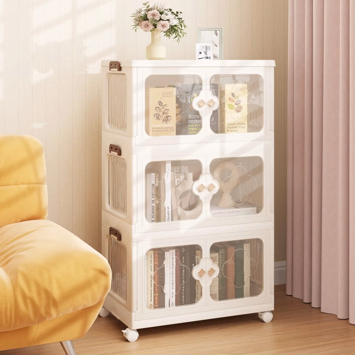 Gymax Stackable 159L Plastic Storage Bins with Lid and Wheels in White and Transparent – 2