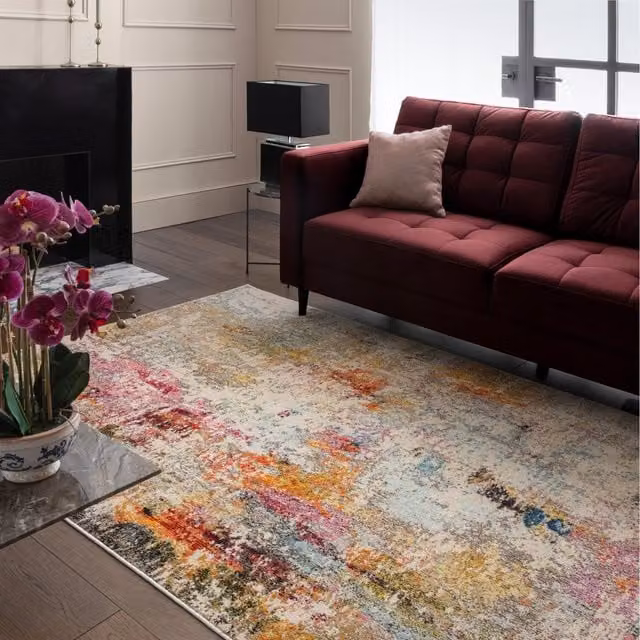 Furniturebox UK Haze Abstract Multicolour Rectangular Rug, W: 230 cm, D: 160 cm