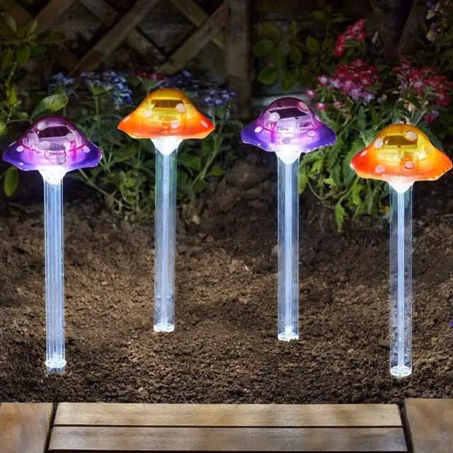 Marco Paul 4pc Multicolour Solar Mushroom Garden Stake Light Set