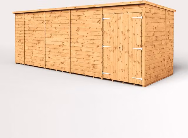 Empire Sheds Brown Modular Pent Garden Lean-to Shed with Double Door and Window