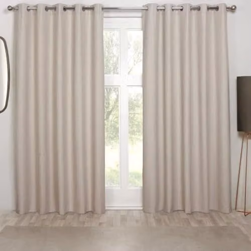 Sundour Cosmos Plain Blackout Eyelet Curtains in Natural, W: 117 cm, H: 137 cm