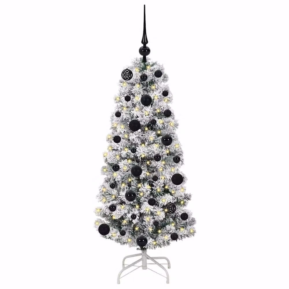 Berkfield Home Artificial Hinged Christmas Tree in Green and White, Height: 120 cm – 3