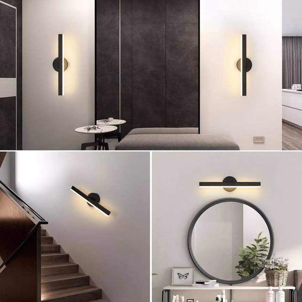 COMELY Modern LED Wall Light in Black with 12W Warm White 3000K Adjustable Lighting – 5