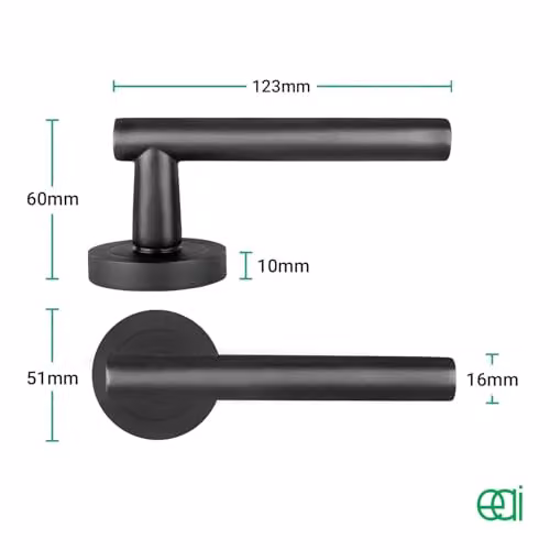 EAI Olbia Matt Black Bathroom Handle Kit with 80mm Lock and 76mm Hinges – 2