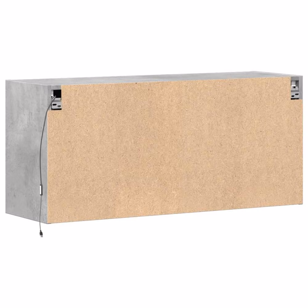 Berkfield Home TV Wall Cabinet with LED Lights in Concrete Grey, W: 100 cm, D: 31 cm, H: 45 cm – 4
