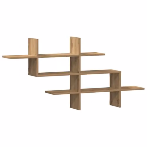 vidaXL Artisan Oak Wall Shelf, Brown, W: 124.5 cm, D: 18 cm, H: 60.5 cm