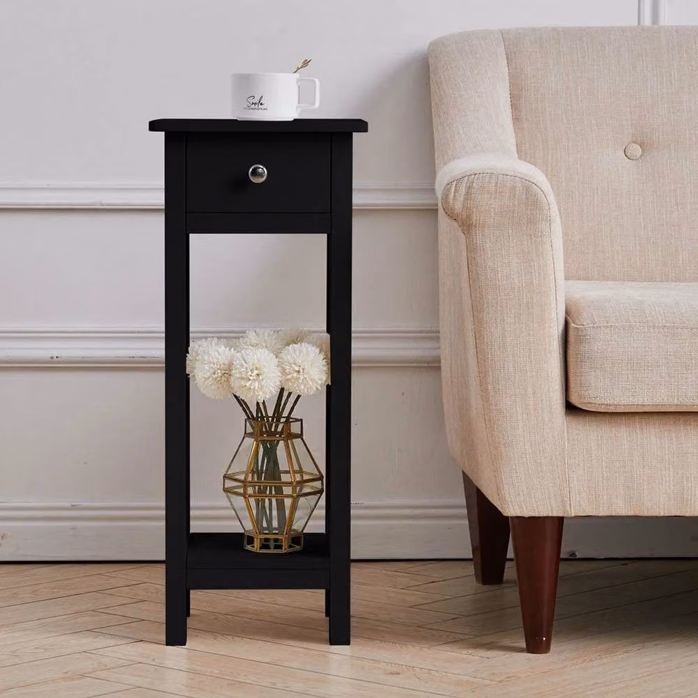 FORGEVIO Modern Slim Rectangular Hallway Console Table in Black Lacquered MDF – 2
