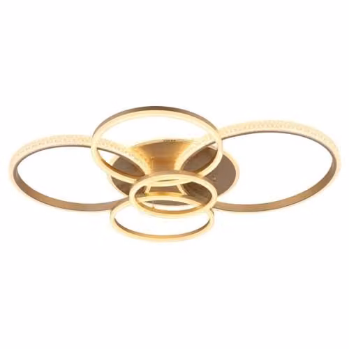 Globo Lighting LED Ring Ceiling Light in Champagne Gold/Brass for Living Rooms, L 110 cm