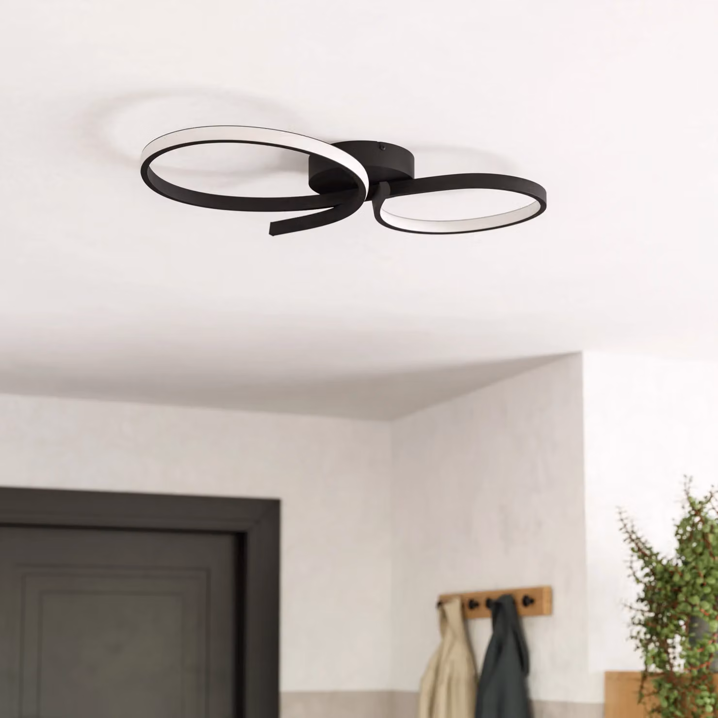 Eglo Serpins Modern LED Arc Ceiling Light in Black Aluminium and Metal – 3